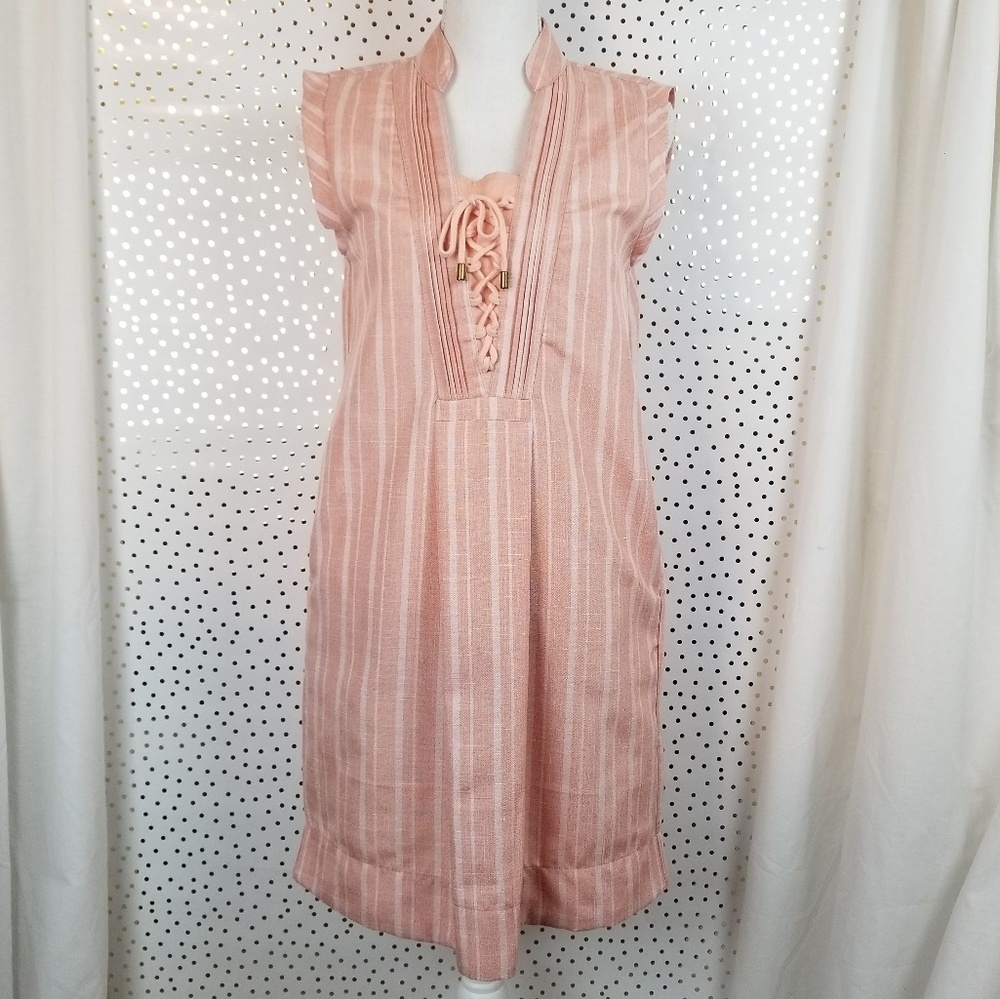 Simply Noelle Peach Striped Shift Dress NWOT